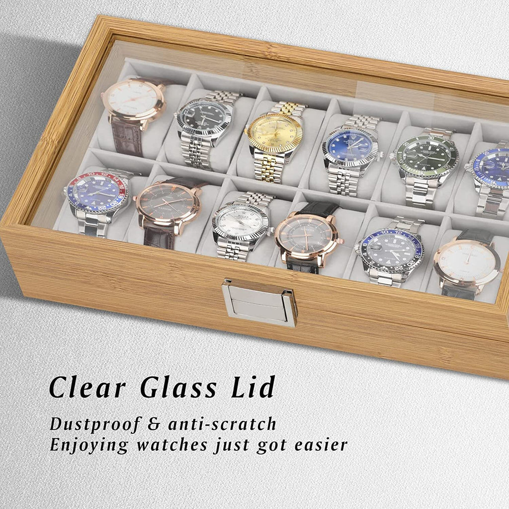 6 / 12 Grids Retro Wooden Watch Box Jewelry Display Storage Case Organizer Gift