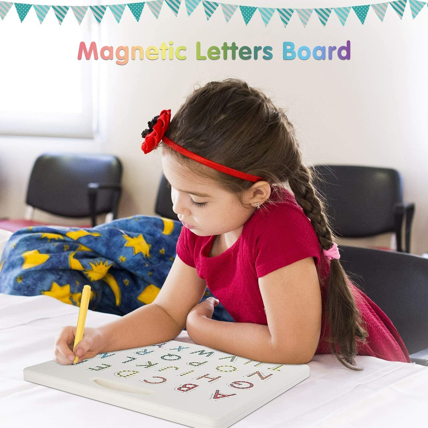 2 in 1 Magnetic Drawing Board Alphabet Letter Tracing Board Educational Toy Kids