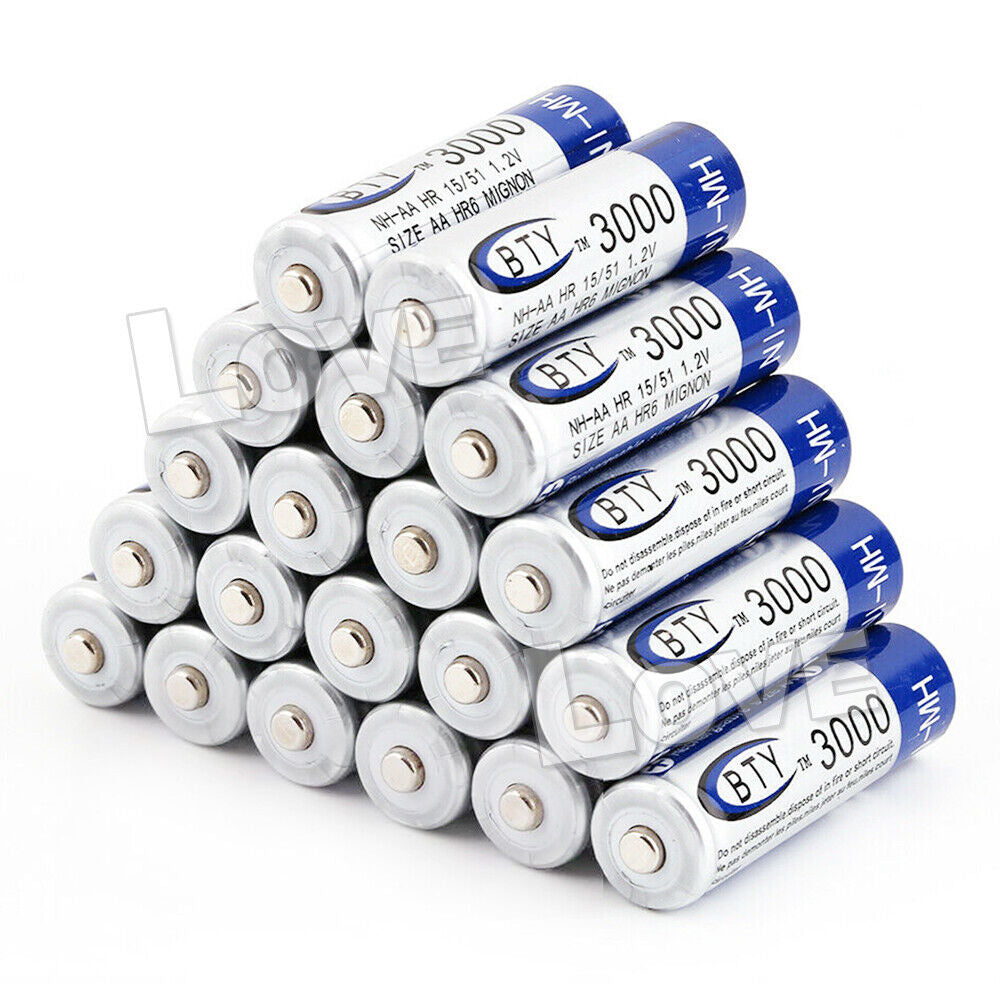 4-24X 3000Mah Aa/1000Mah AAA Rechargeable Battery NI-MH 1.2V Recharge Batteries