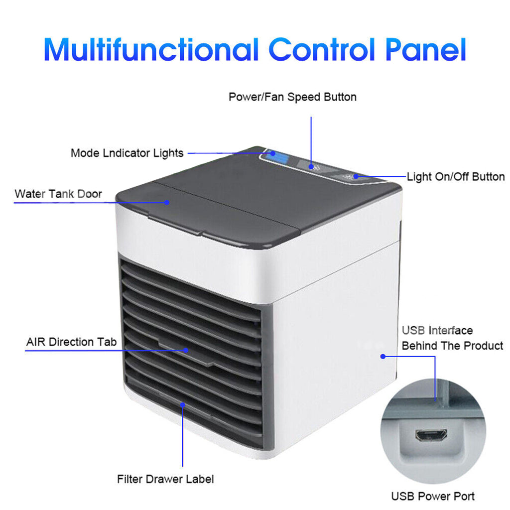 Portable Mini Air Cooler Fan Air Conditioner Cooling Fan Humidifier Desk USB Fan