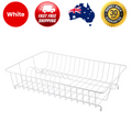 White Dish Drying Rack 1 Tier Plate Cup Cutlery Holder Kitchen Countertop Organizer