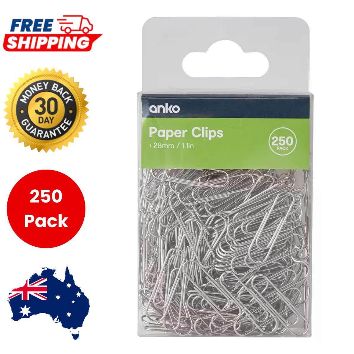 250Pcs Paper Clips Office Document Silver Metal Handy Organizing Free-Shipping