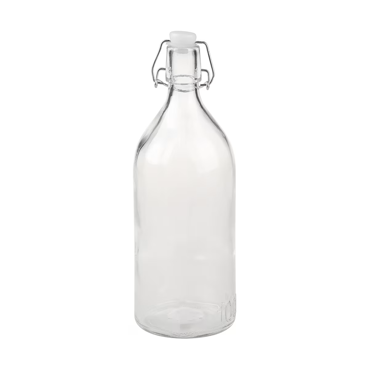 6x Clip Top Water Bottle 1 L Round Glass Bottle Flip Top Glass Bottles 1000ml