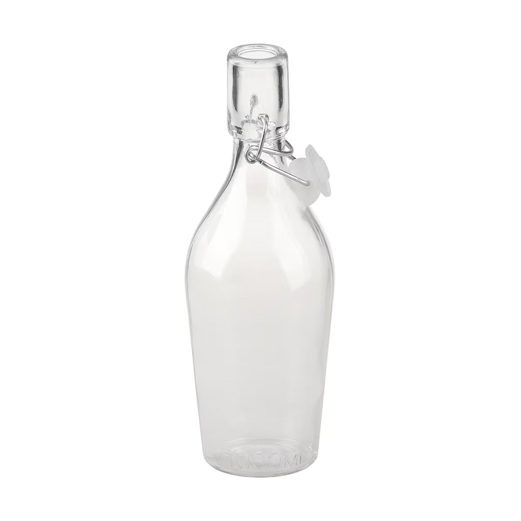 6x Clip Top Water Bottle 1 L Round Glass Bottle Flip Top Glass Bottles 1000ml