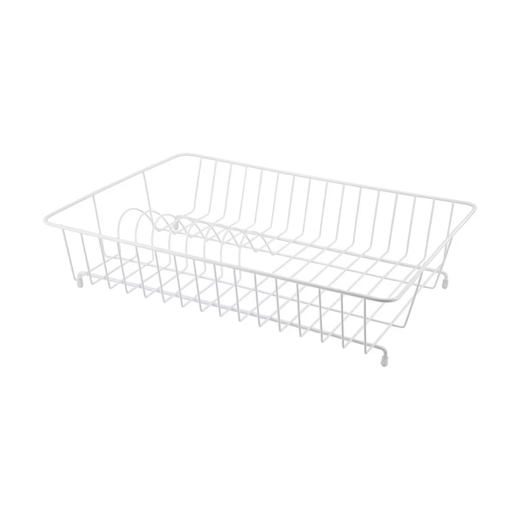 White Dish Drying Rack 1 Tier Plate Cup Cutlery Holder Kitchen Countertop Organizer