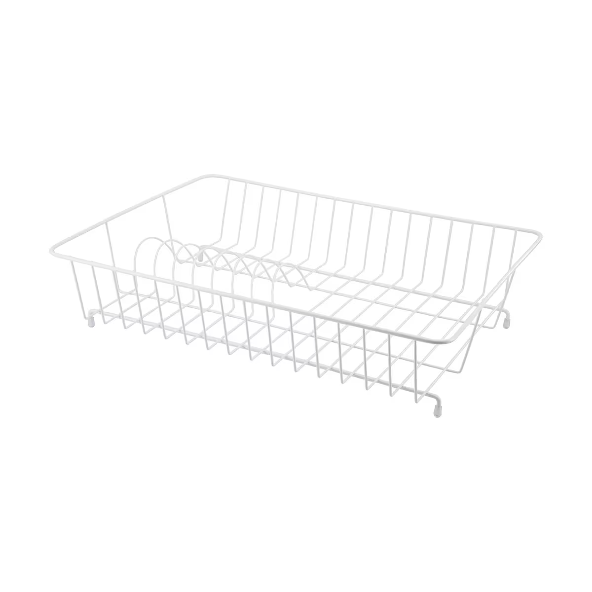White Dish Drying Rack 1 Tier Plate Cup Cutlery Holder Kitchen Countertop Organizer