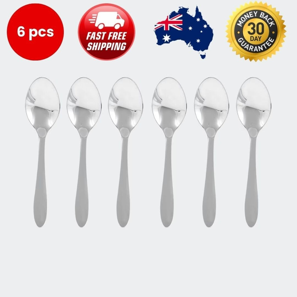 6 Stainless Steel Teaspoons Dining Cutlery Stirring Spoon Measuring Best Spoon