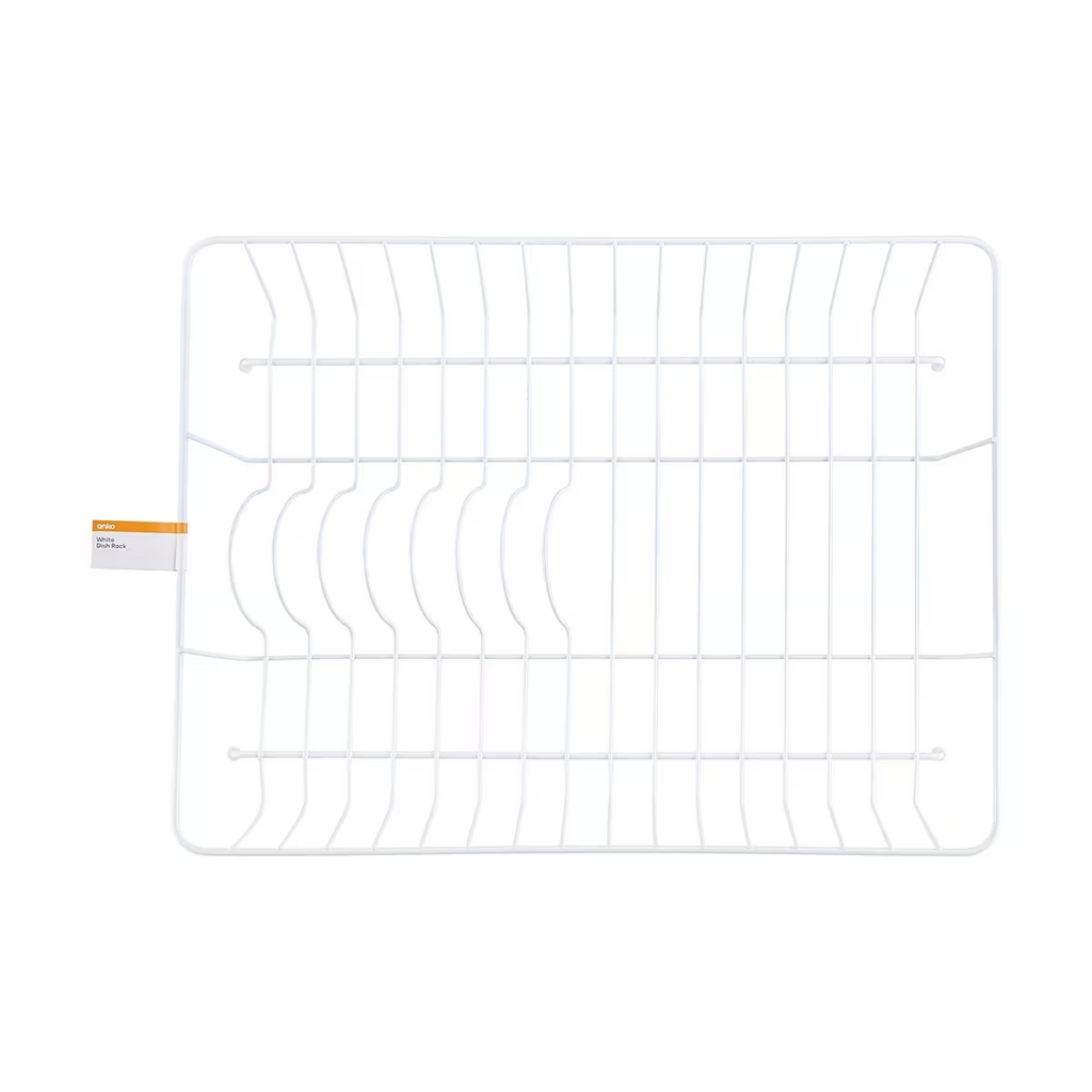 White Dish Drying Rack 1 Tier Plate Cup Cutlery Holder Kitchen Countertop Organizer