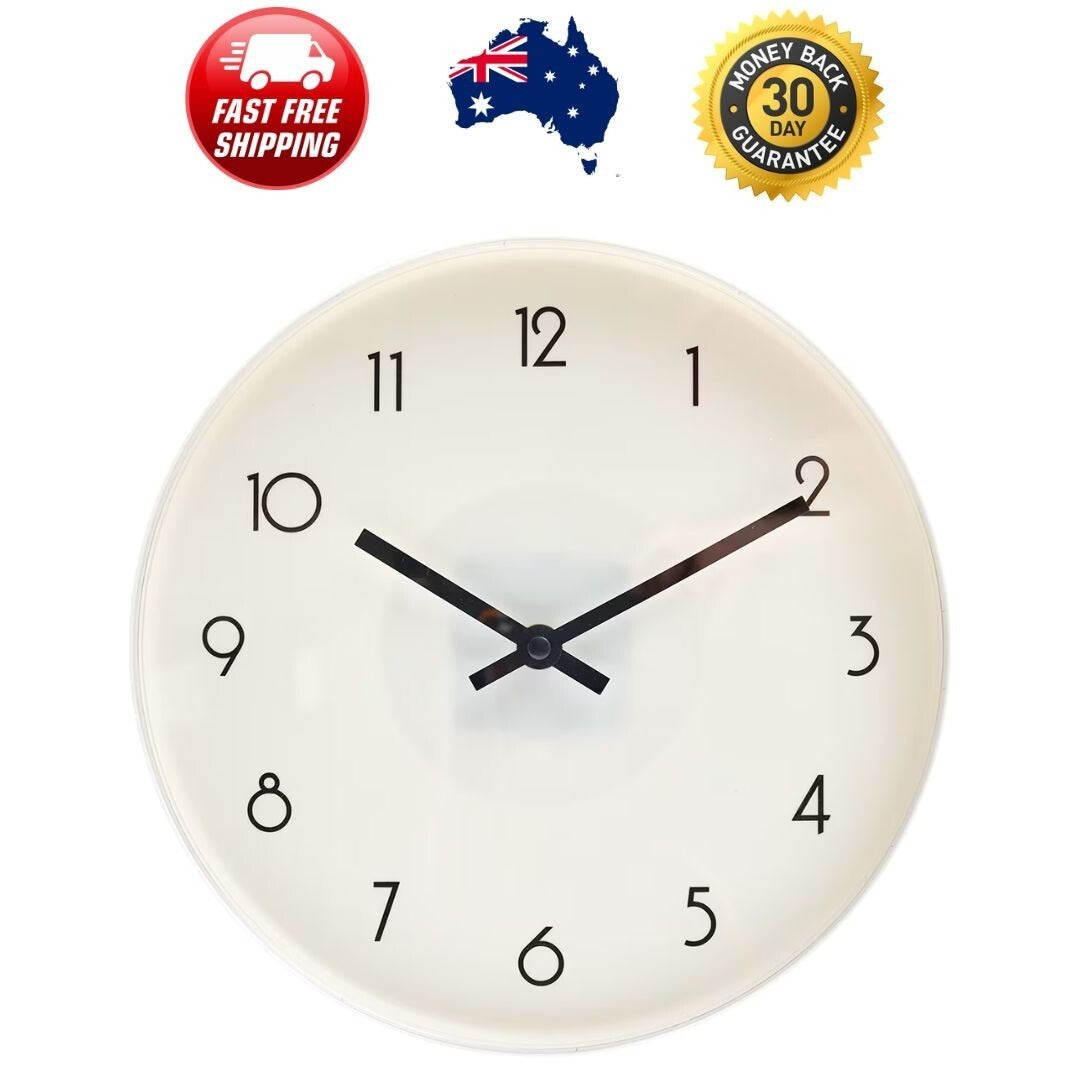 Wall Clock Quartz Round Wall Clock Silent Non-ticking Battery Operated White Au*