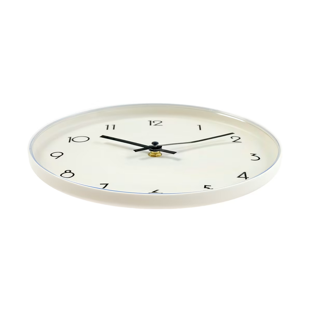 Wall Clock Quartz Round Wall Clock Silent Non-ticking Battery Operated White Au*