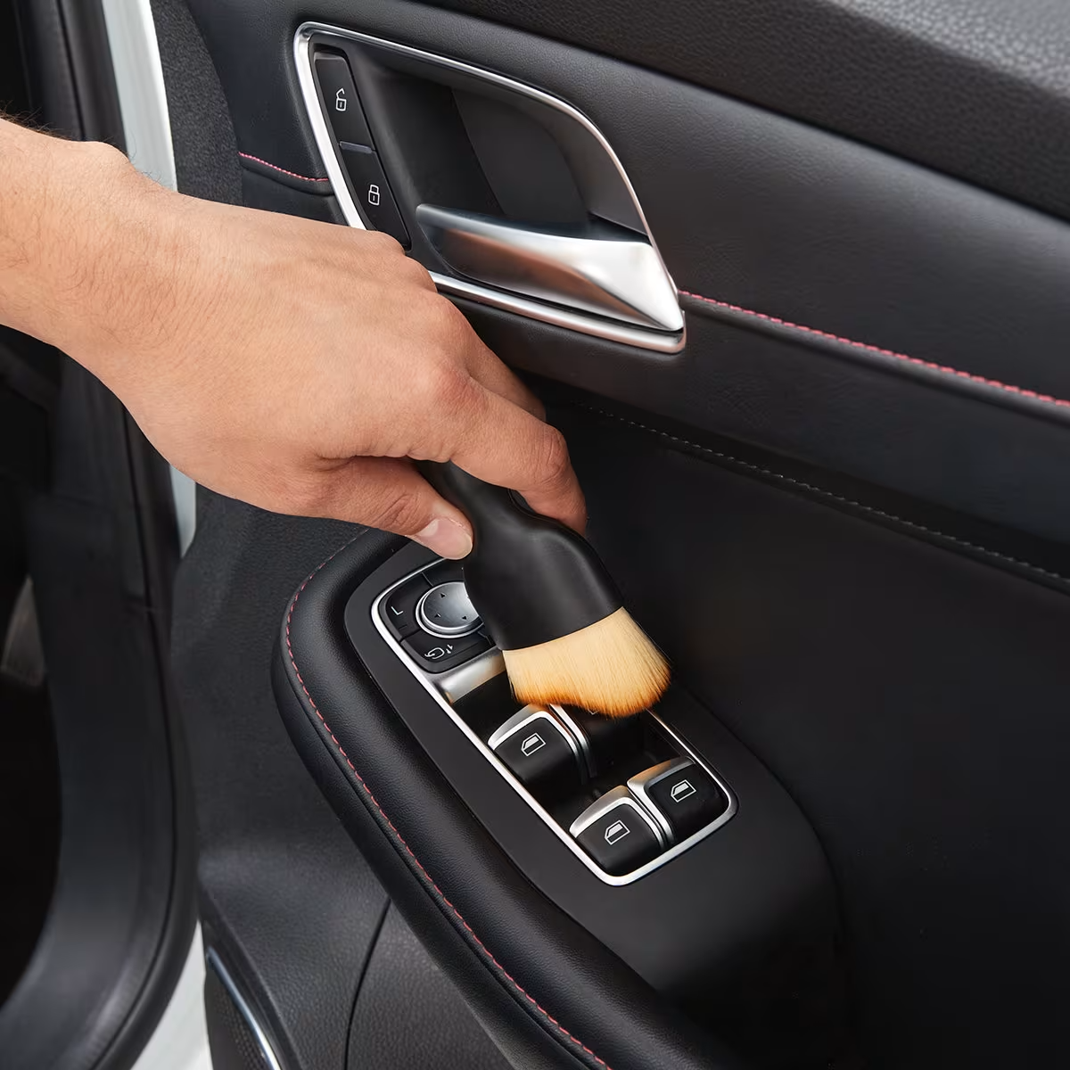 Car Interior Cleaning Brush Soft Nylon Bristles Dashboard Dust Crevice Detailing Tool