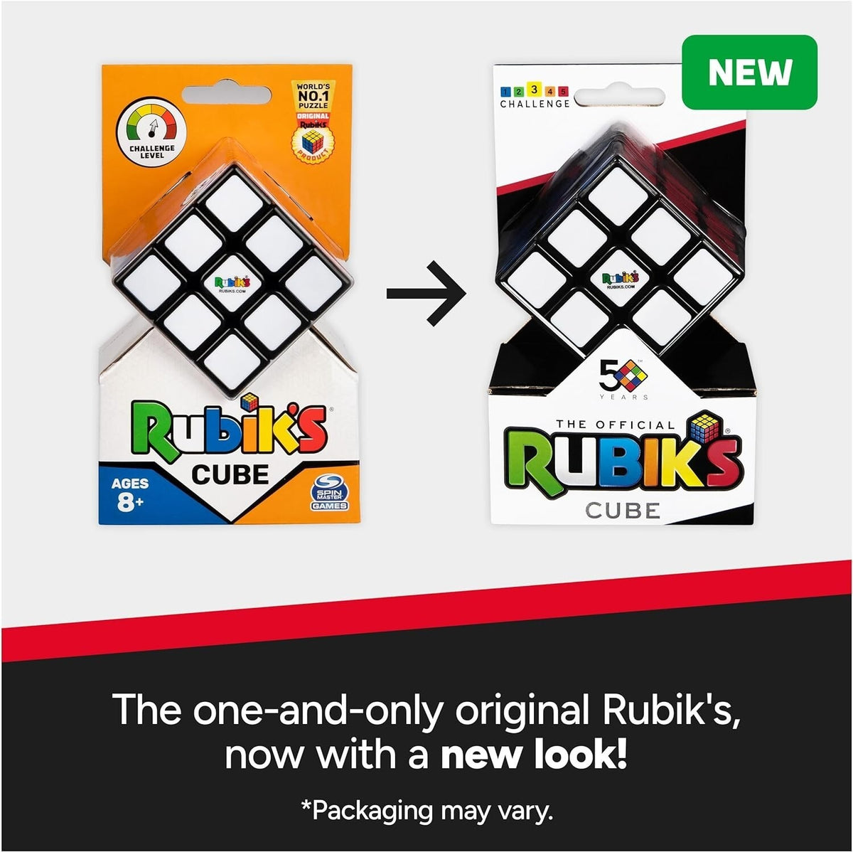 Rubik's 3x3 Cube Original Classic Puzzle Game Brain Teaser for Kids Adults