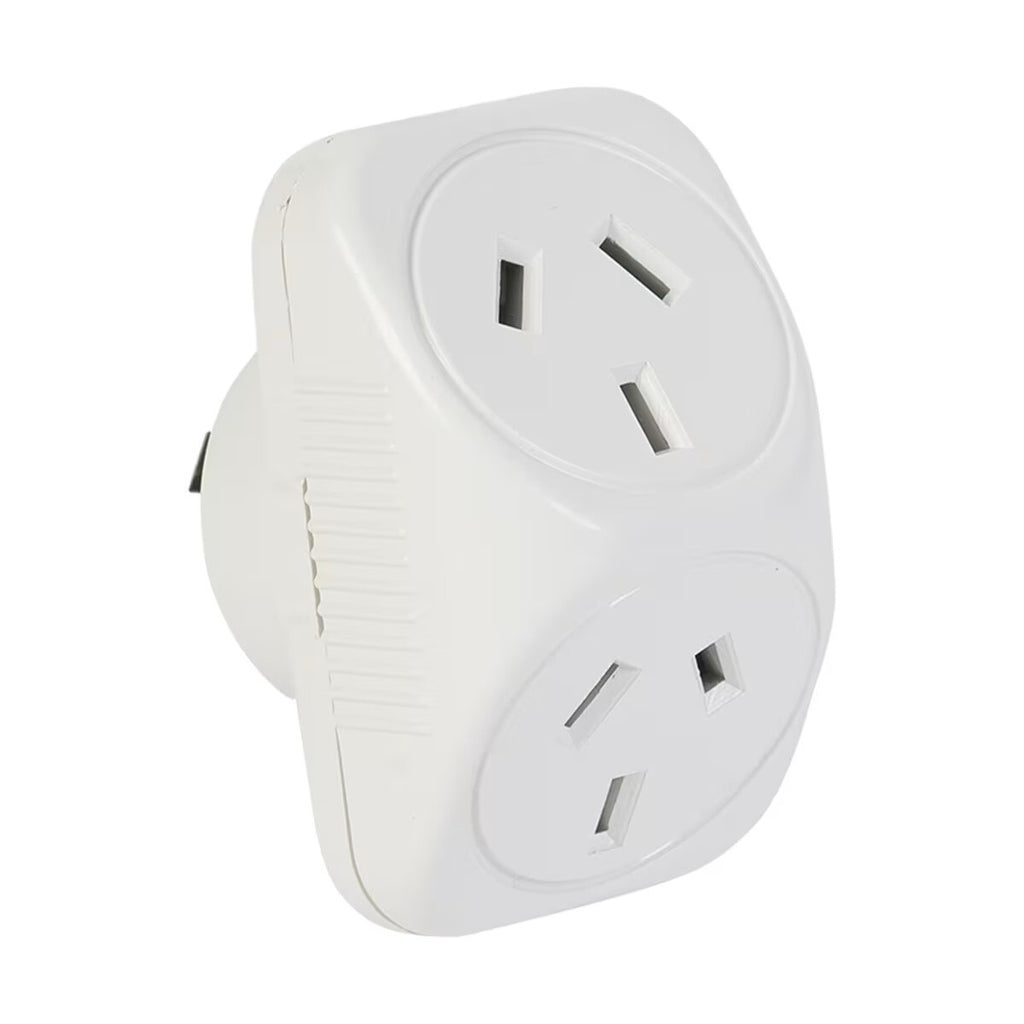 Twin Plug Right Hand / Triangular Double Adaptor Arlec 240V, 10amp, 2400