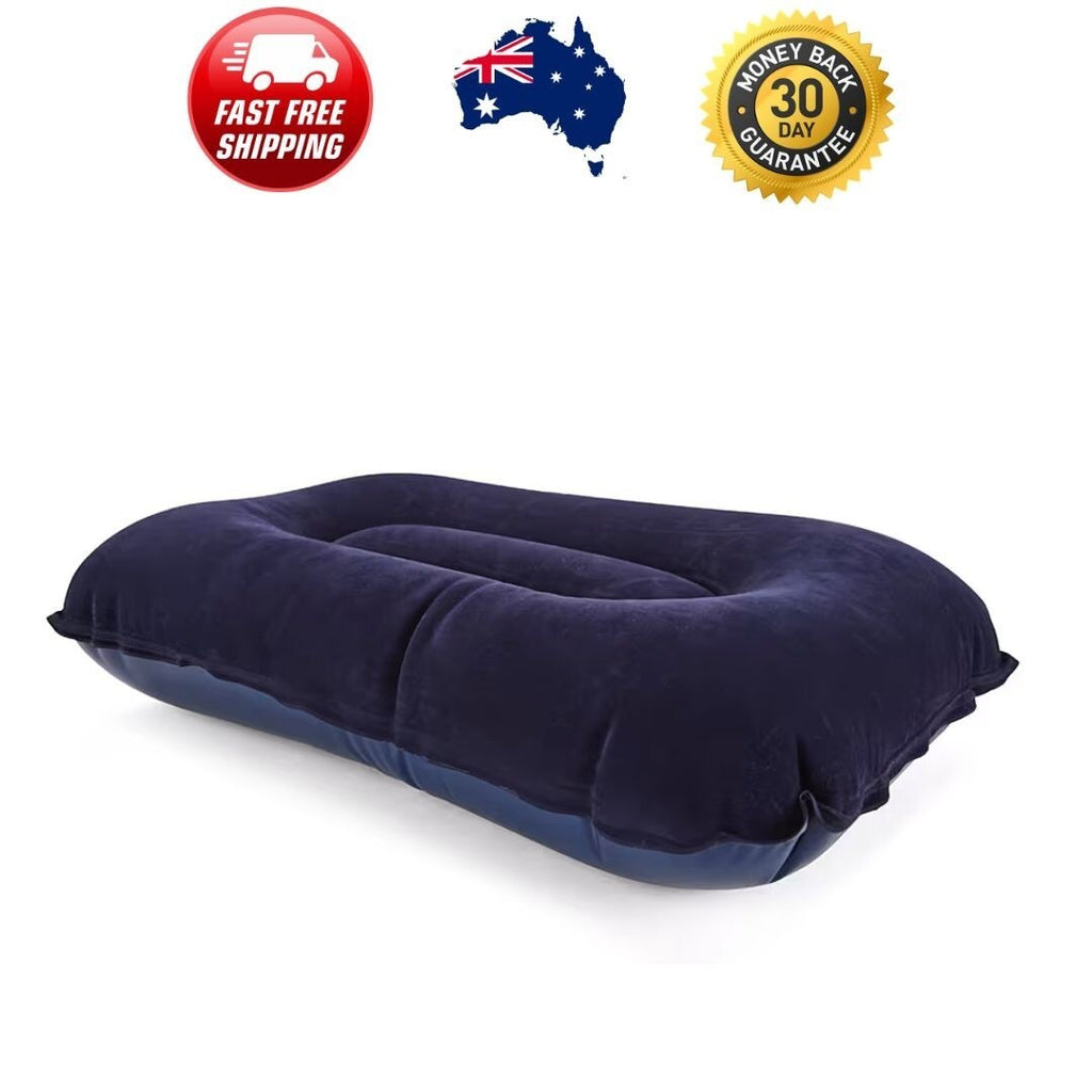 Inflatable Blow Up Air Rectangle Pillow Head Neck Cushion Travel Camping Beach