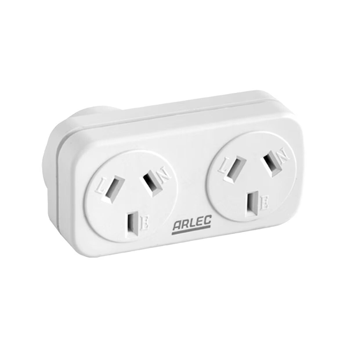 Twin Plug Right Hand / Triangular Double Adaptor Arlec 240V, 10amp, 2400