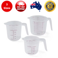 3 Piece Plastic Measuring Jug Set 250ml 500ml 1L Kitchen Cups with Pour Spout