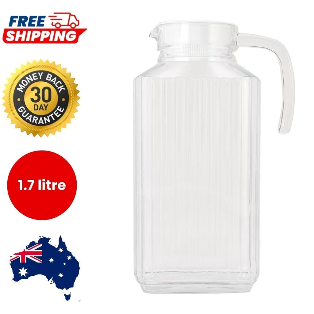 1.7L Glass Fridge Jug Large Drink Jug Water Jug Pitcher Mocktail Lemonade AU