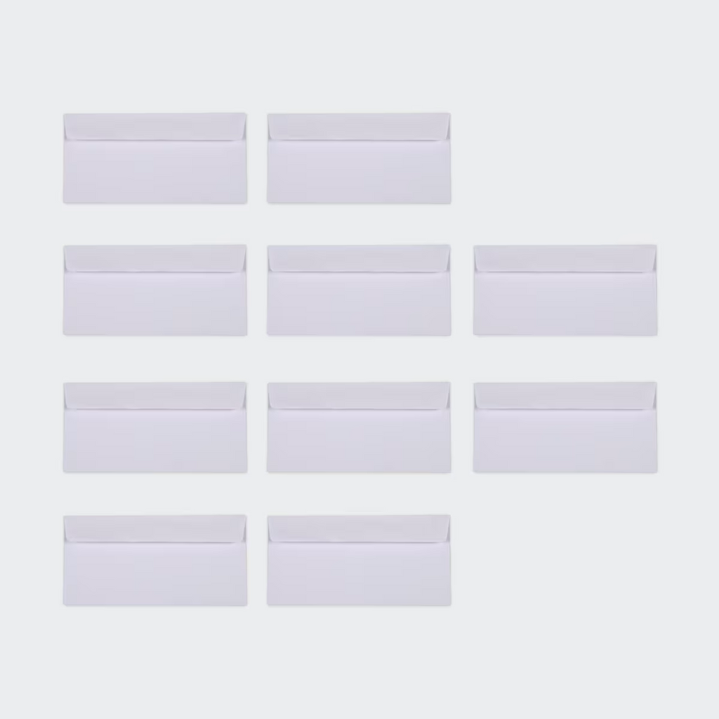 Strong Plain 100 Pack DL Peel and Seal Envelopes - White 11x22cm Free Shipping*