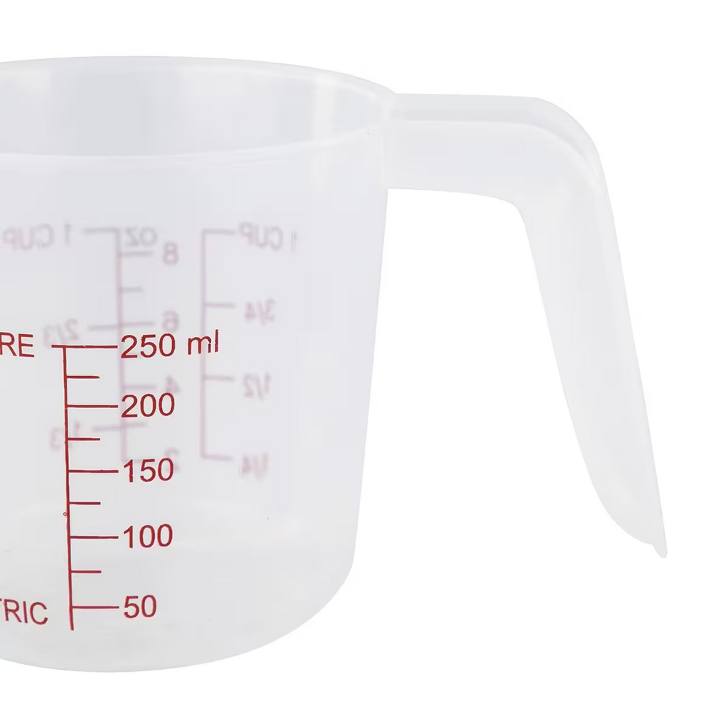 3 Piece Plastic Measuring Jug Set 250ml 500ml 1L Kitchen Cups with Pour Spout