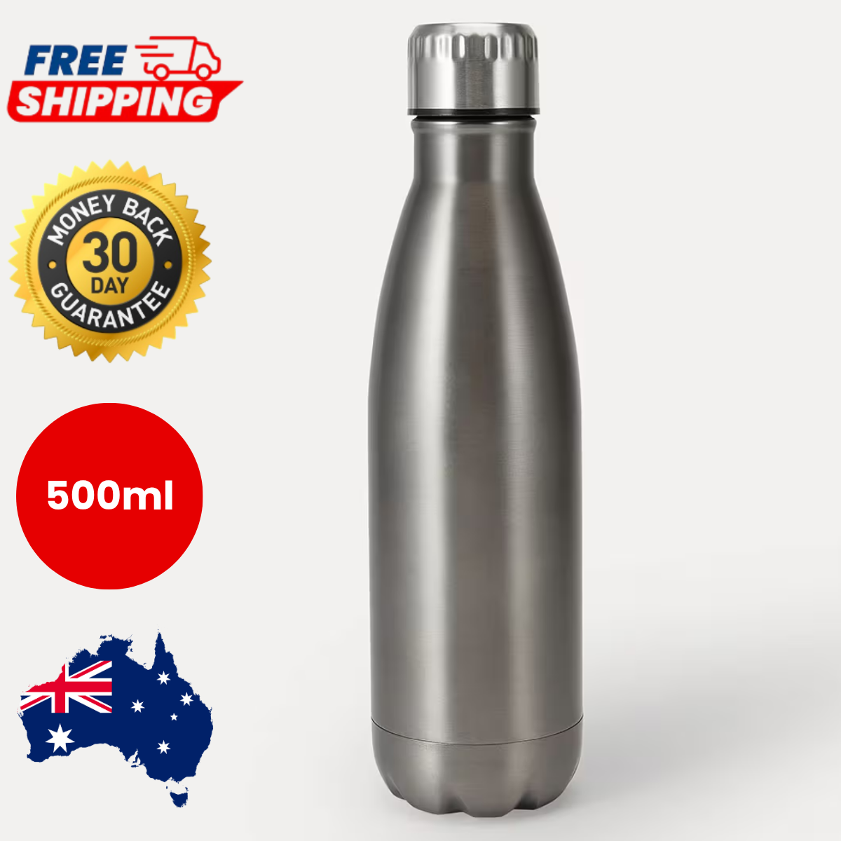 500ml Stainless Steel Water Bottle Graphite Double Wall Insulated Drink Bottle