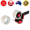 Packing Tape Dispenser Gun+2 Rolls 50m x 4.8mm Clear Tape With Cutter Packaging
