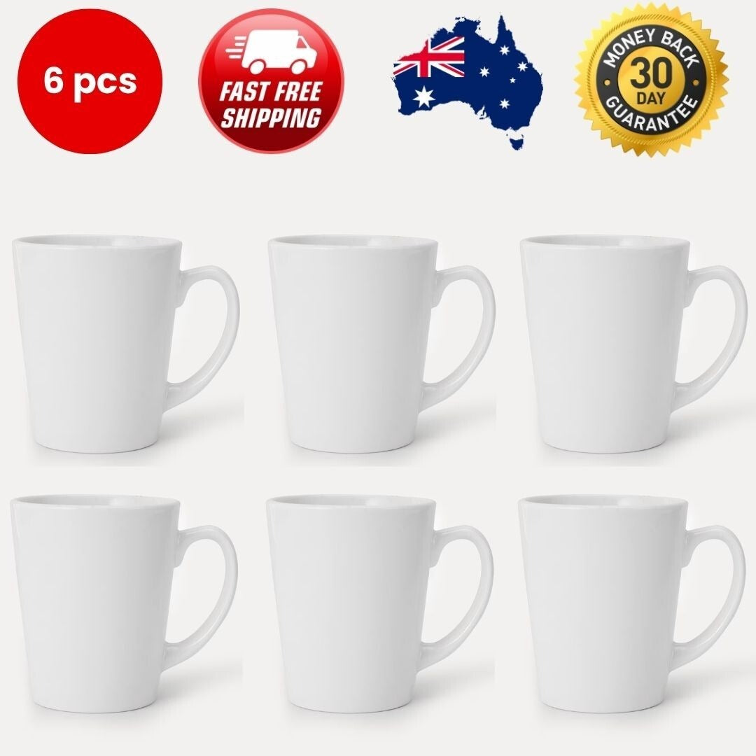 SET OF 6 COFFEE / TEA STANDARD WHITE MUG