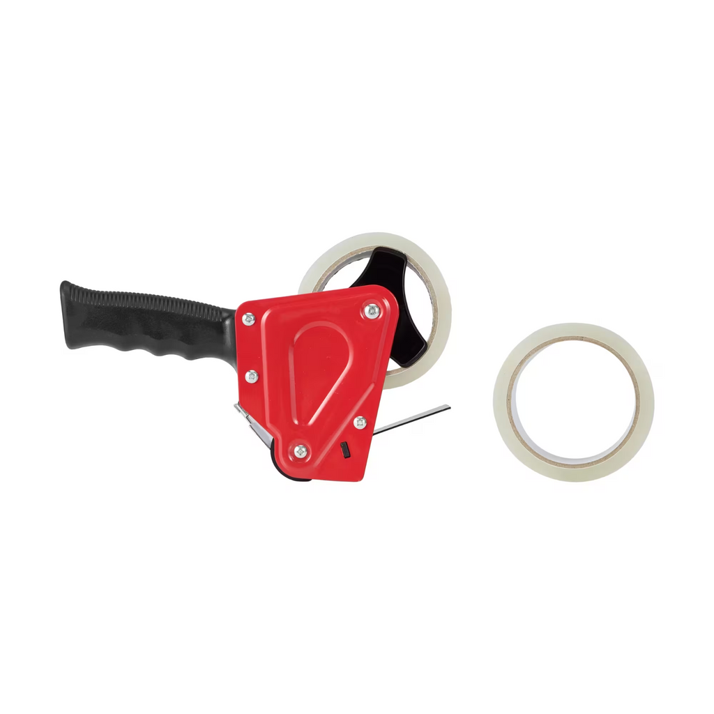 Packing Tape Dispenser Gun+2 Rolls 50m x 4.8mm Clear Tape With Cutter Packaging