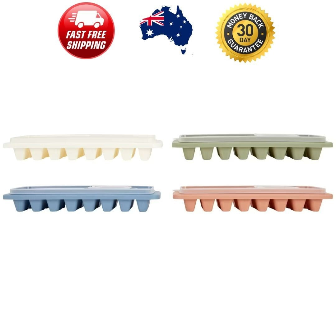 Ice Cube Tray With Lid Assorted Reusable Ice Cube Tray Easy Refill Stackable AUS