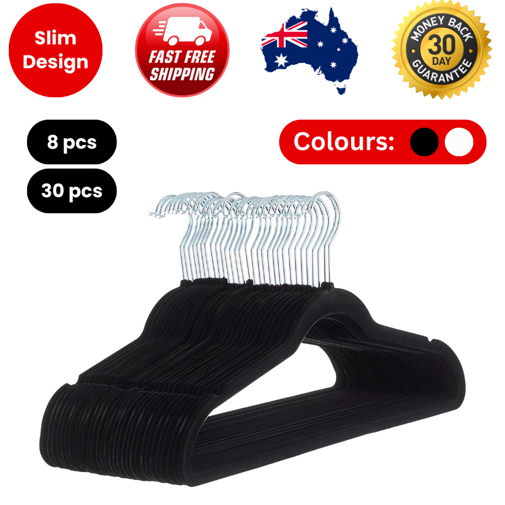 Flocked Hanger Velvet Cloth Hangers Coat Nonslip Hanger Slim Non-Slip Black Bulk