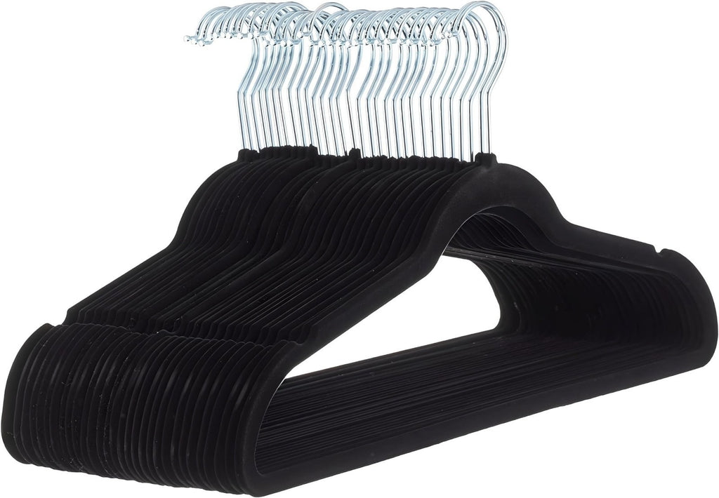 Flocked Hanger Velvet Cloth Hangers Coat Nonslip Hanger Slim Non-Slip Black Bulk