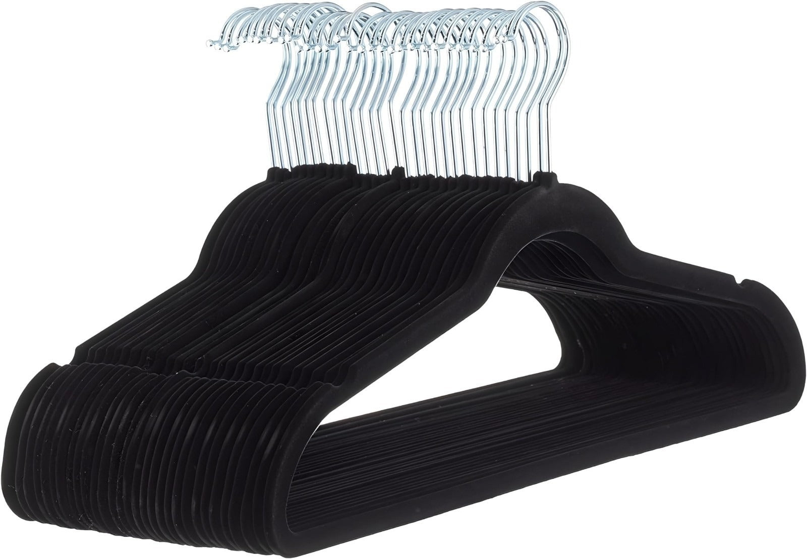 Flocked Hanger Velvet Cloth Hangers Coat Nonslip Hanger Slim Non-Slip Black Bulk