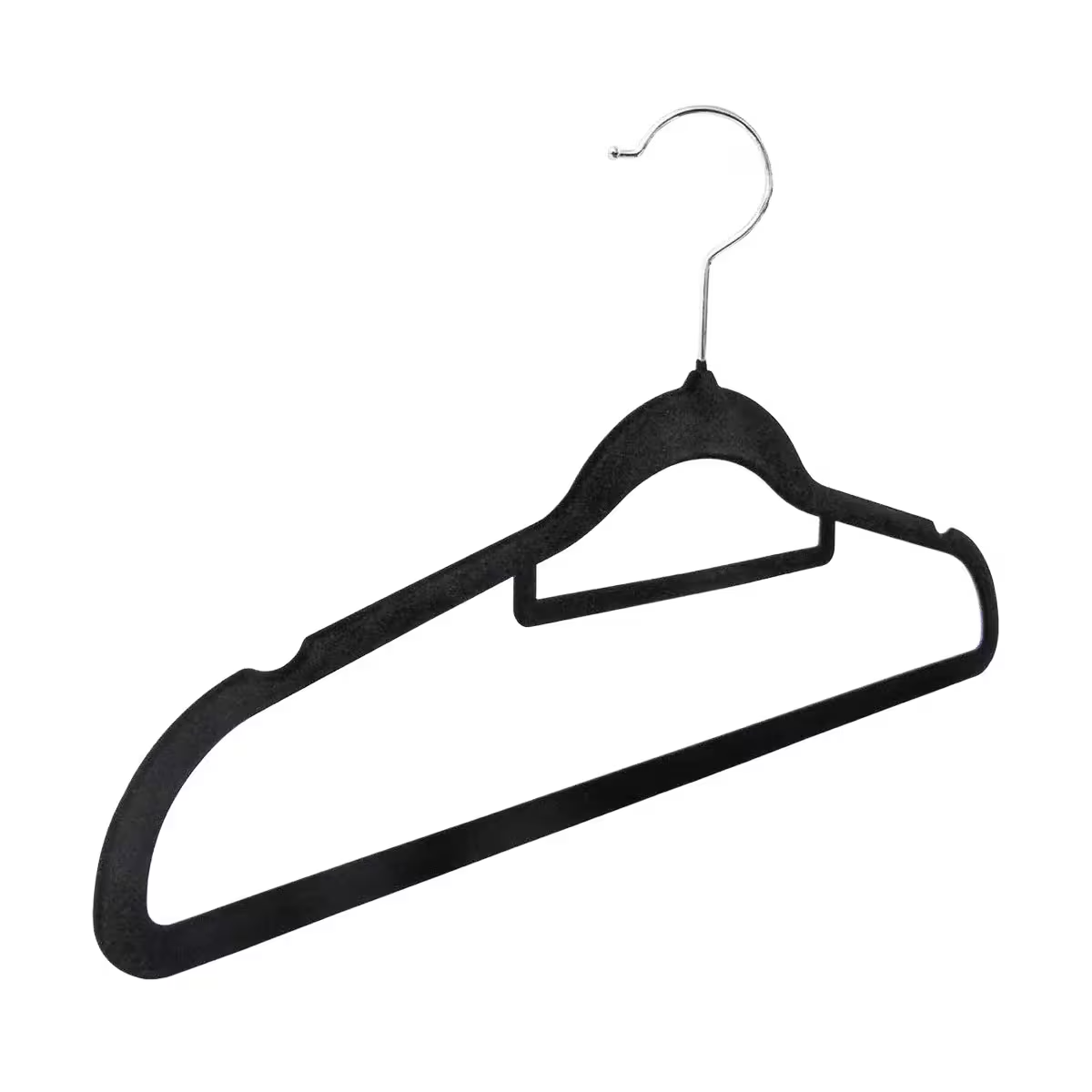 Flocked Hanger Velvet Cloth Hangers Coat Nonslip Hanger Slim Non-Slip Black Bulk