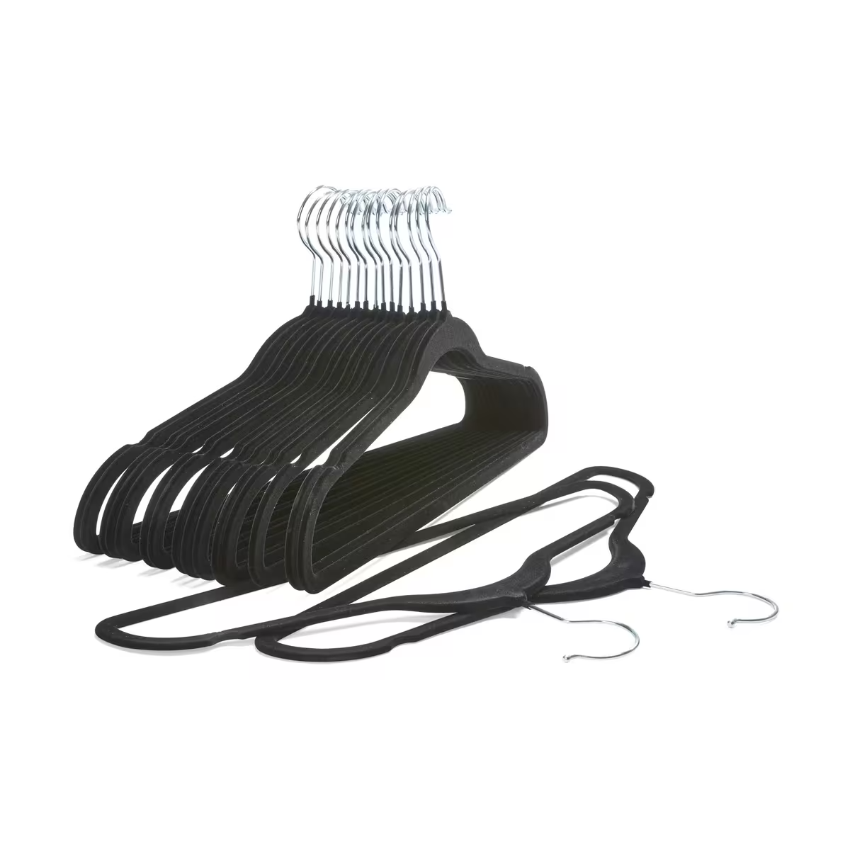 Flocked Hanger Velvet Cloth Hangers Coat Nonslip Hanger Slim Non-Slip Black Bulk