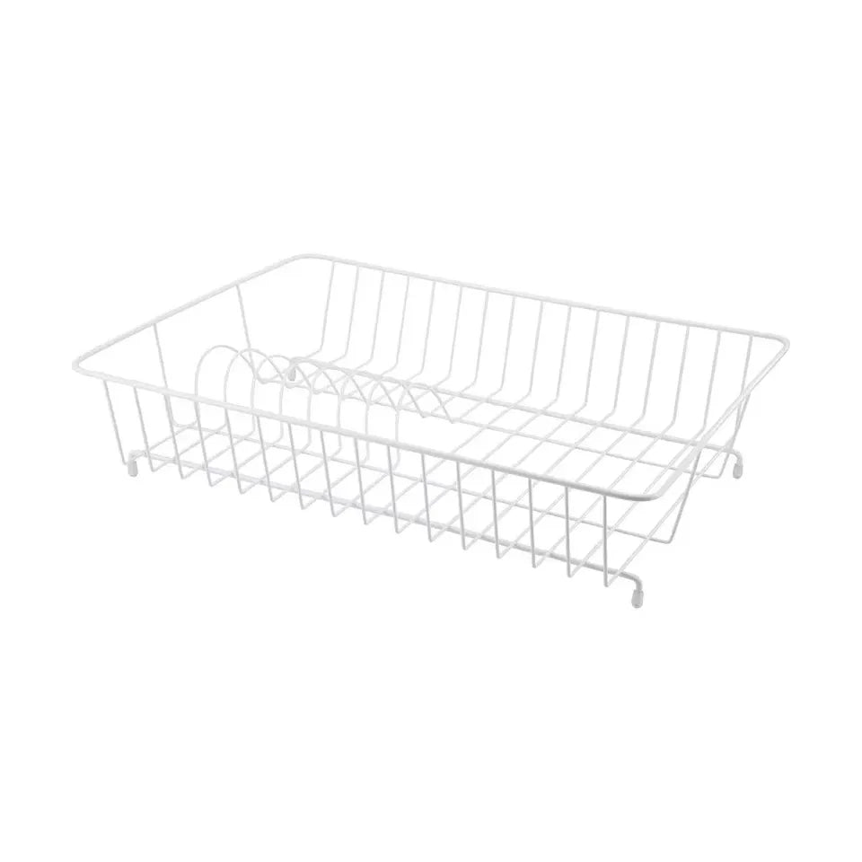 White Dish Drying Rack 1 Tier Plate Cup Cutlery Holder Kitchen Countertop Organizer