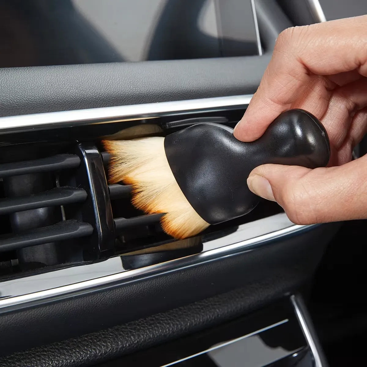Car Interior Cleaning Brush Soft Nylon Bristles Dashboard Dust Crevice Detailing Tool