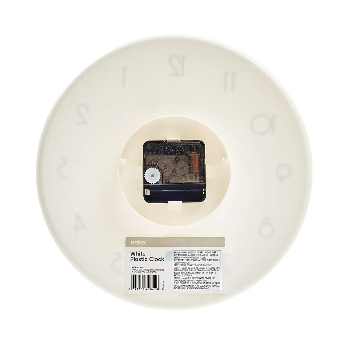 Wall Clock Quartz Round Wall Clock Silent Non-ticking Battery Operated White Au*