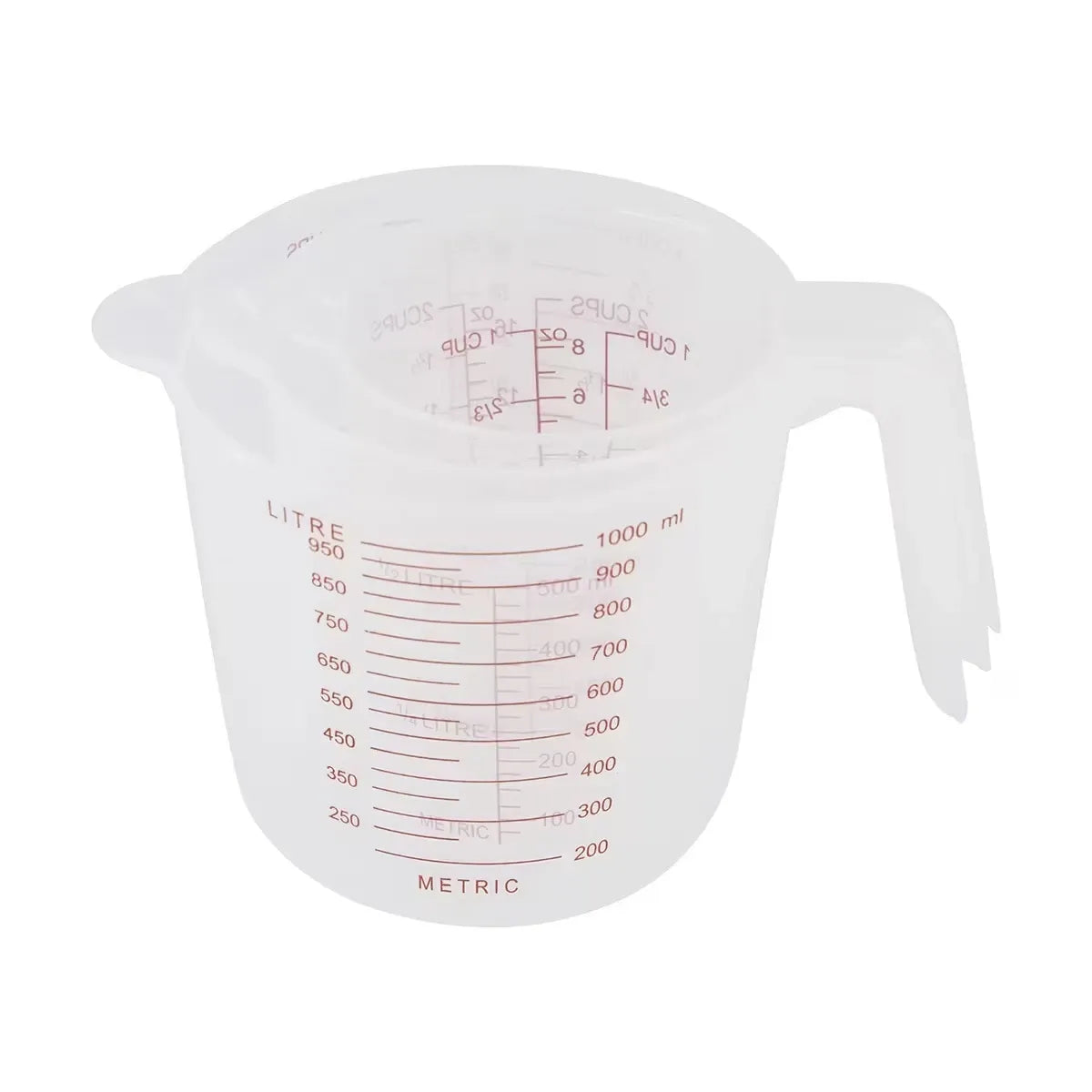 3 Piece Plastic Measuring Jug Set 250ml 500ml 1L Kitchen Cups with Pour Spout