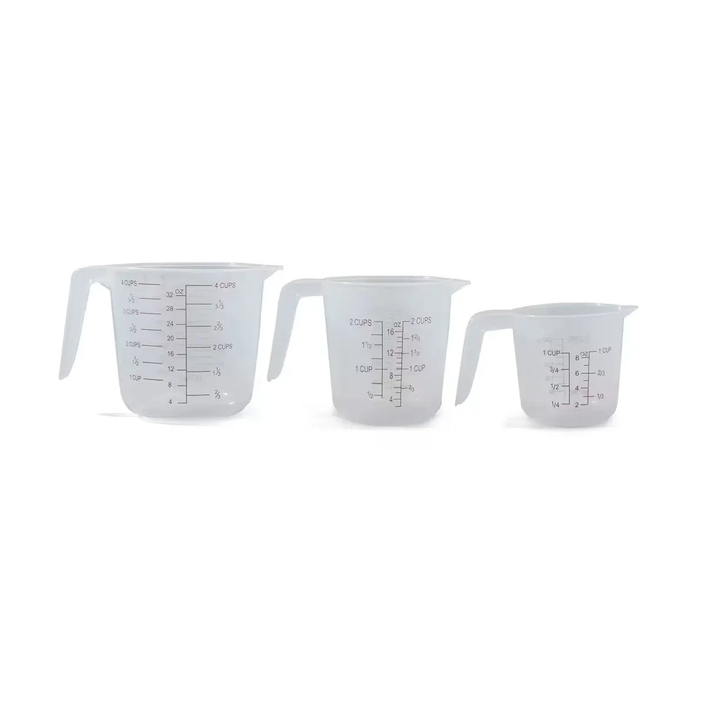 3 Piece Plastic Measuring Jug Set 250ml 500ml 1L Kitchen Cups with Pour Spout