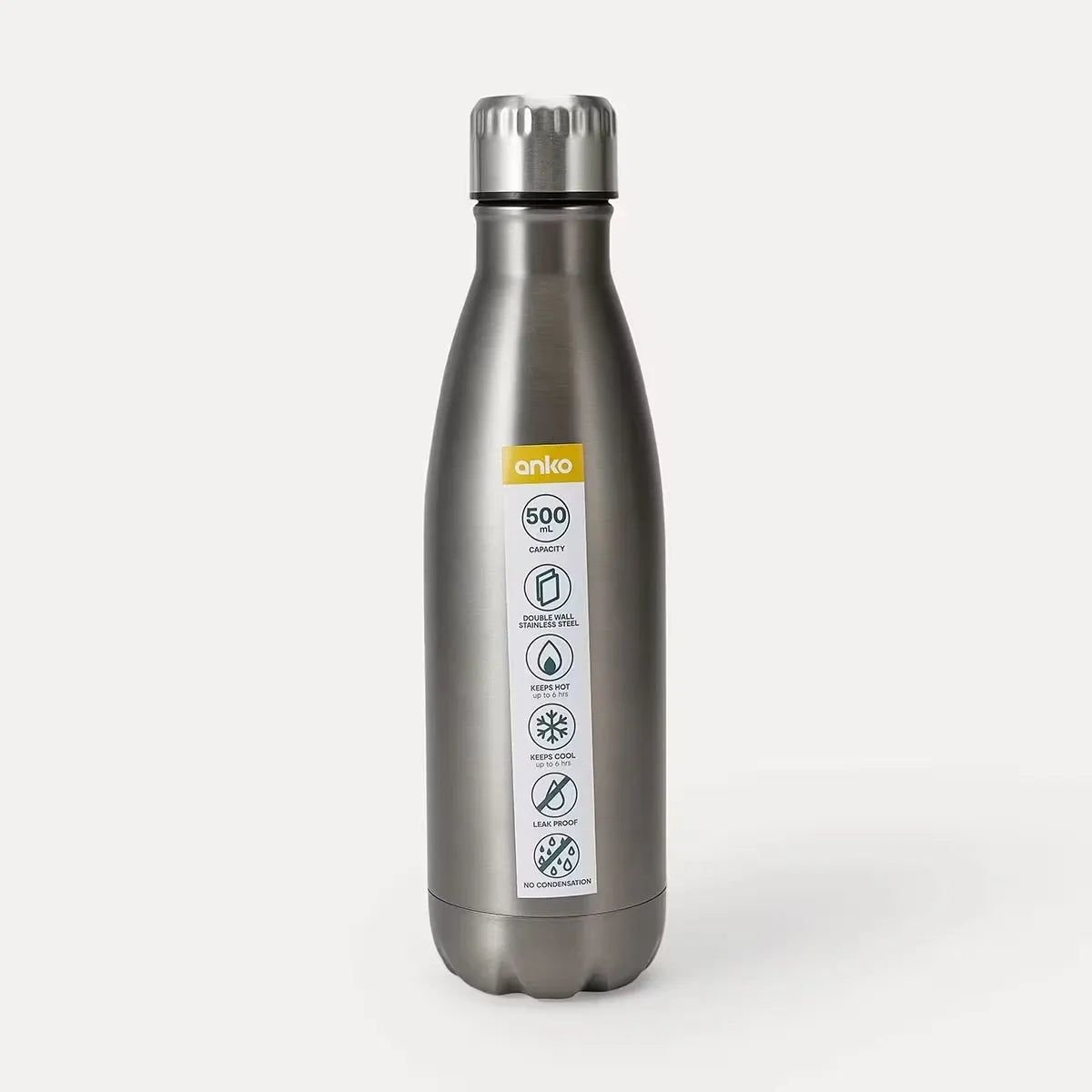 500ml Stainless Steel Water Bottle Graphite Double Wall Insulated Drink Bottle