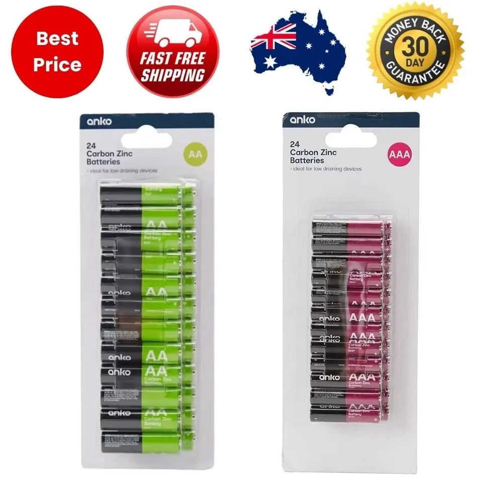 24 Pack Carbon Zinc Batteries AA / AAA Battery Super Long Life Batteries Bulk