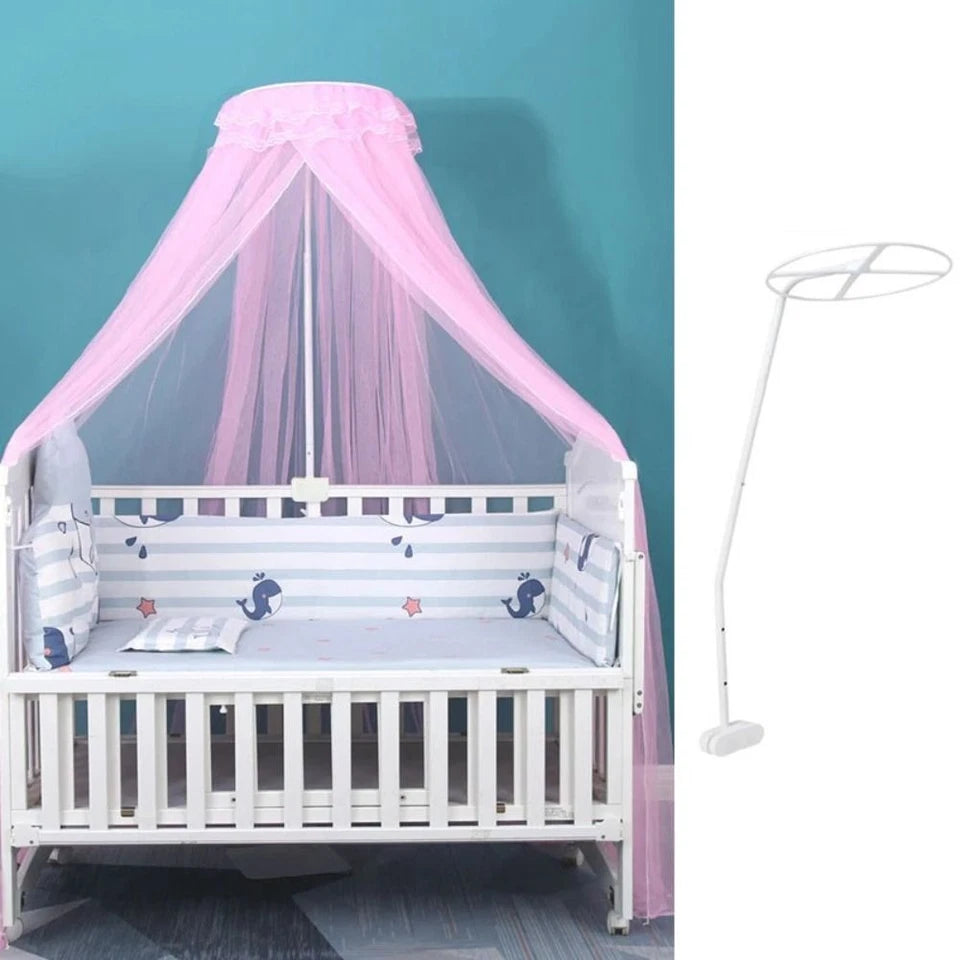 Mosquito Net + Clip-On Holder Set Baby Cot Netting Canopy Drape Stand Accessory