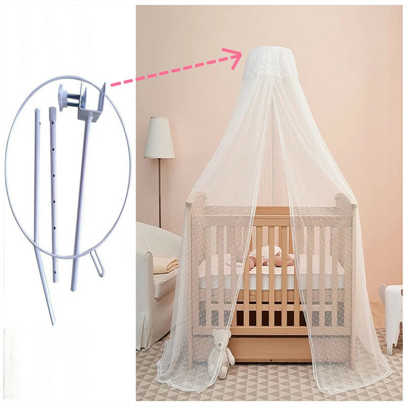 Mosquito Net + Clip-On Holder Set Baby Cot Netting Canopy Drape Stand Accessory
