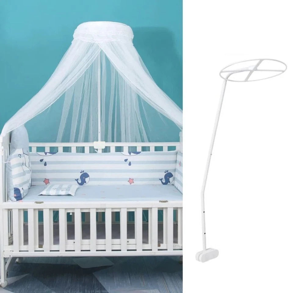 Mosquito Net + Clip-On Holder Set Baby Cot Netting Canopy Drape Stand Accessory