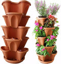 Stackable 5 Tier Vertical Garden Stacking Planters with Tray Flow Grid System