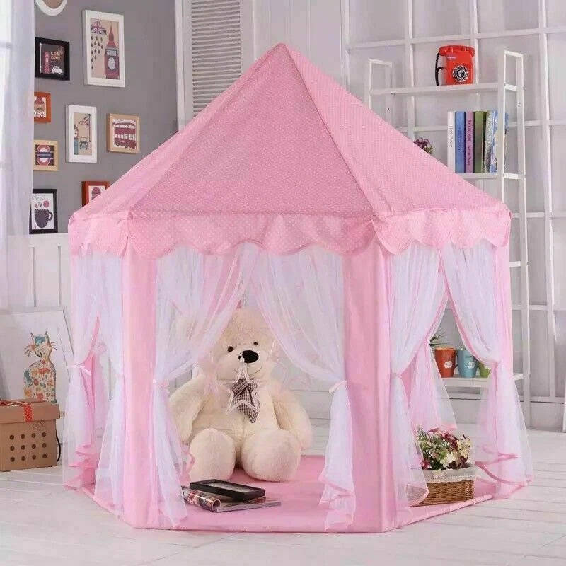 Kids Fairy Princess Castle Play House Hexagon Toy Tent Pop up Tent Indoor /Light