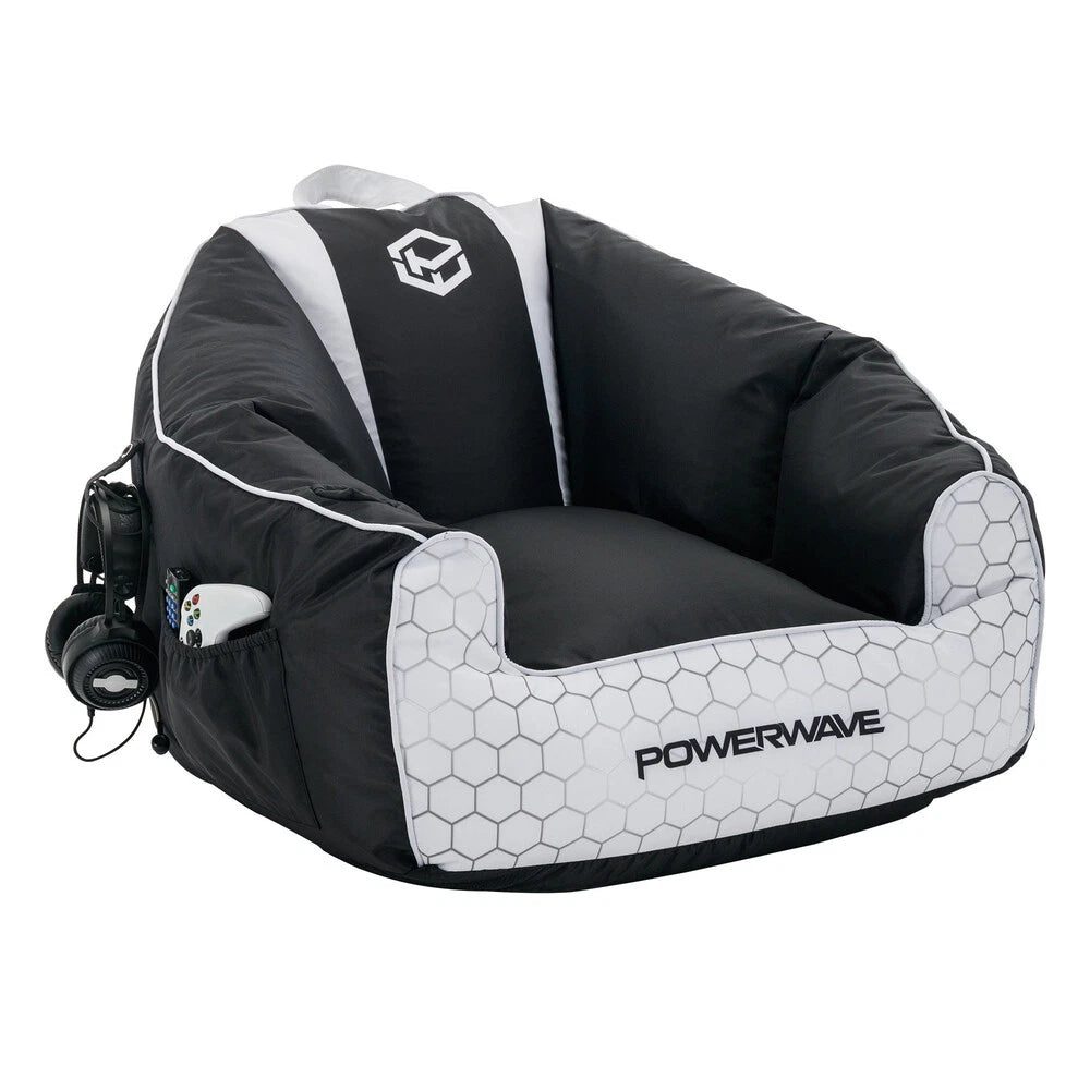 Powerwave PUFF Gaming Bean Bag Chair (White) NEW