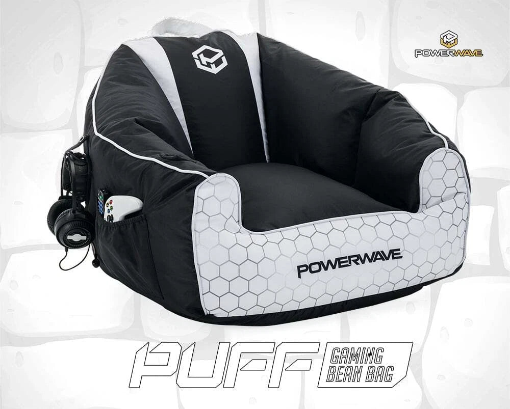 Powerwave PUFF Gaming Bean Bag Chair (White) NEW
