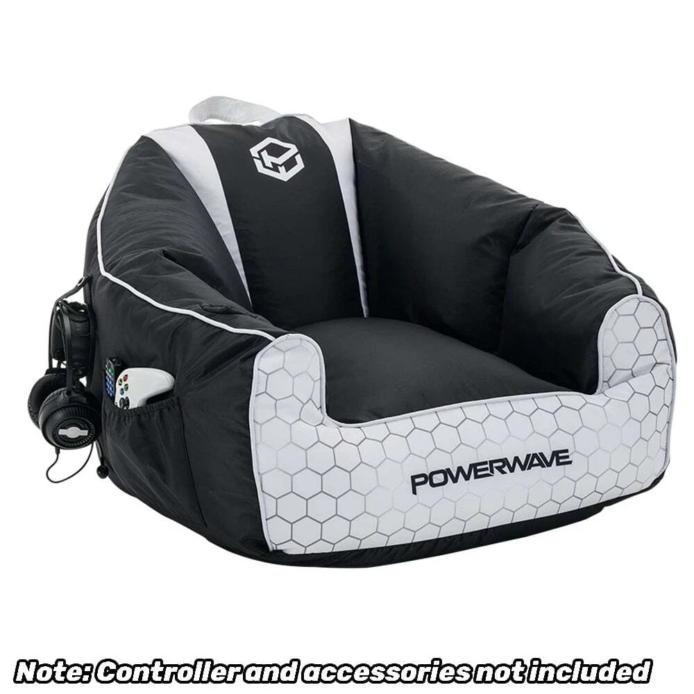 Powerwave PUFF Gaming Bean Bag Chair (White) NEW
