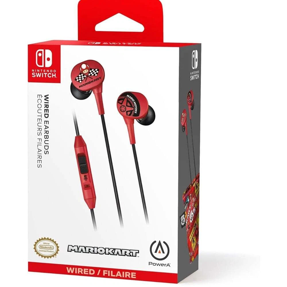 Powera Wired Earbuds for Nintendo Switch (Mario Kart) NEW
