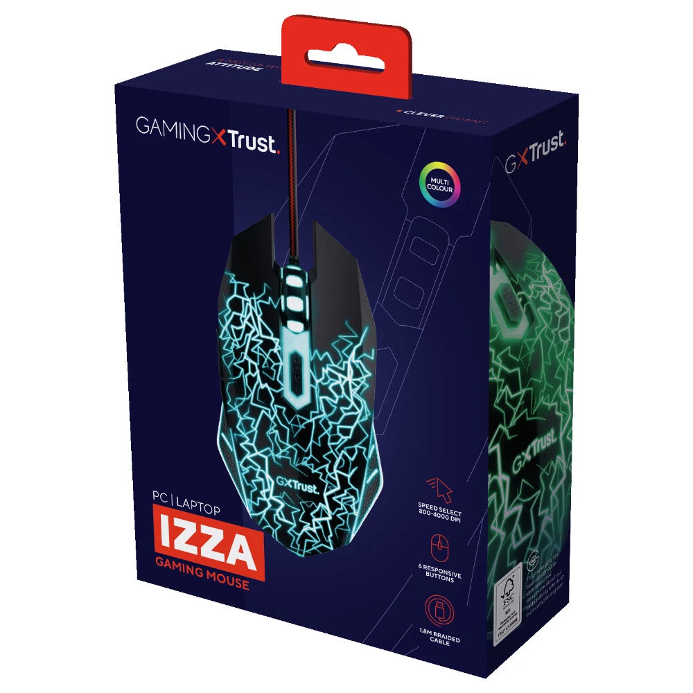 Trust GXT105X Izza Wired RGB Gaming Mouse NEW
